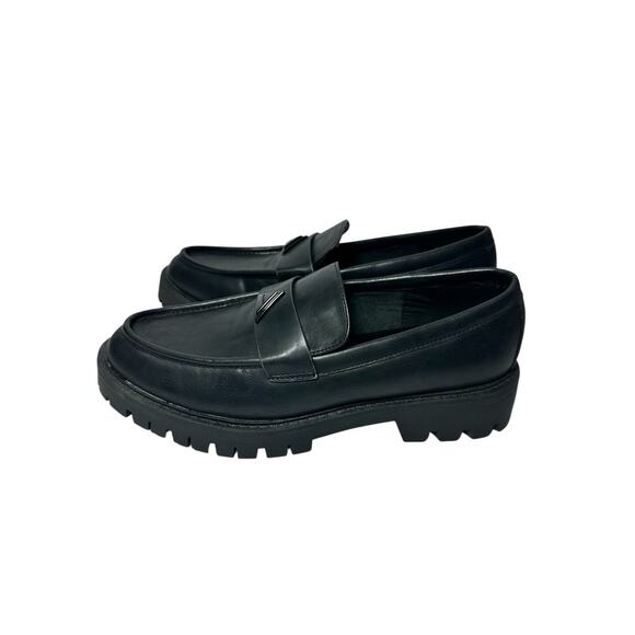 ALDO Mena Black Platform Lug Sole Chunky Slip On Casual Loafers Women's Size 8M - Picture 4 of 10